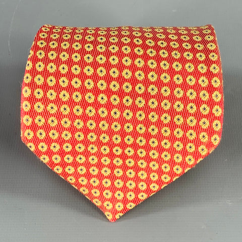 ERMENEGILDO ZEGNA Red Yellow Dots Silk Tie