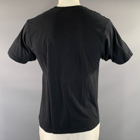 MONDO Size L Black White Graphic Cotton Crew Neck T Shirt