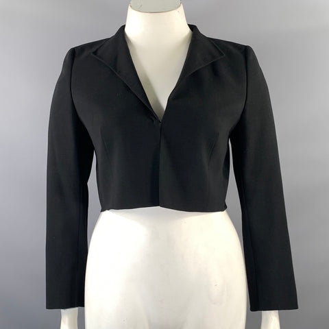 AKRIS Size 10 Black Solid Clasp Jacket Indoor Blazer