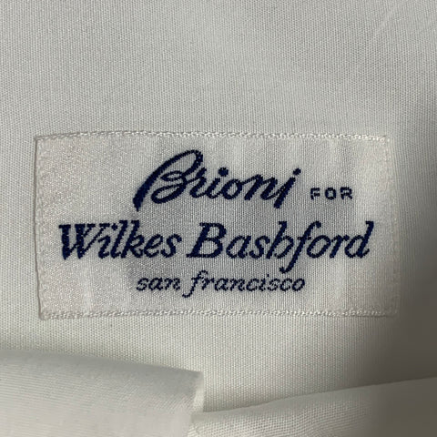 BRIONI Size L White Cotton French Cuff Tuxedo Long Sleeve Shirt