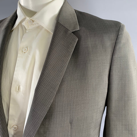 MAISON MARGIELA Size 42 Grey White Pinstripe Wool Notch Lapel Sport Coat