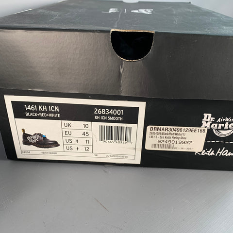 DR. MARTENS x KEITH HARING Size 11 Black Multi Color Graphic Leather Derby Lace-Up Shoes