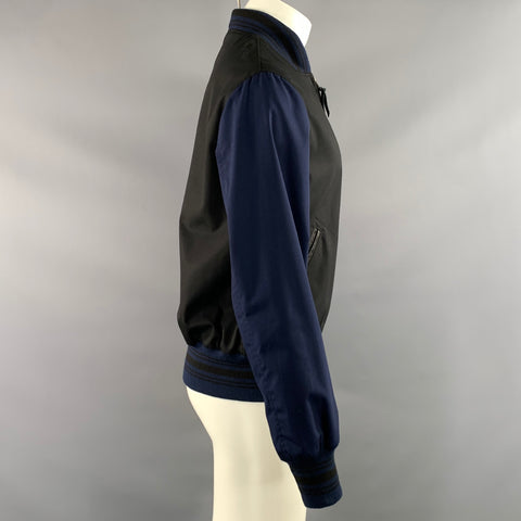 GOLDEN BEAR Size M Black Navy Color Block Cotton polyester Bomber Jacket