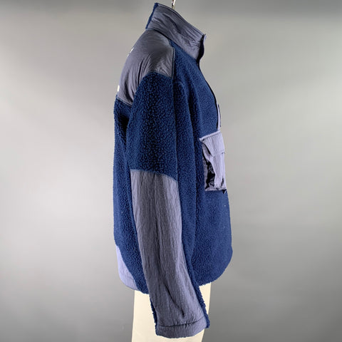 A-COLD-WALL Size L Navy Blue Textured Polyester Half Zip Sweatshirt