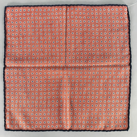 BRUNELLO CUCINELLI Burgundy Navy Paisley Pocket Square