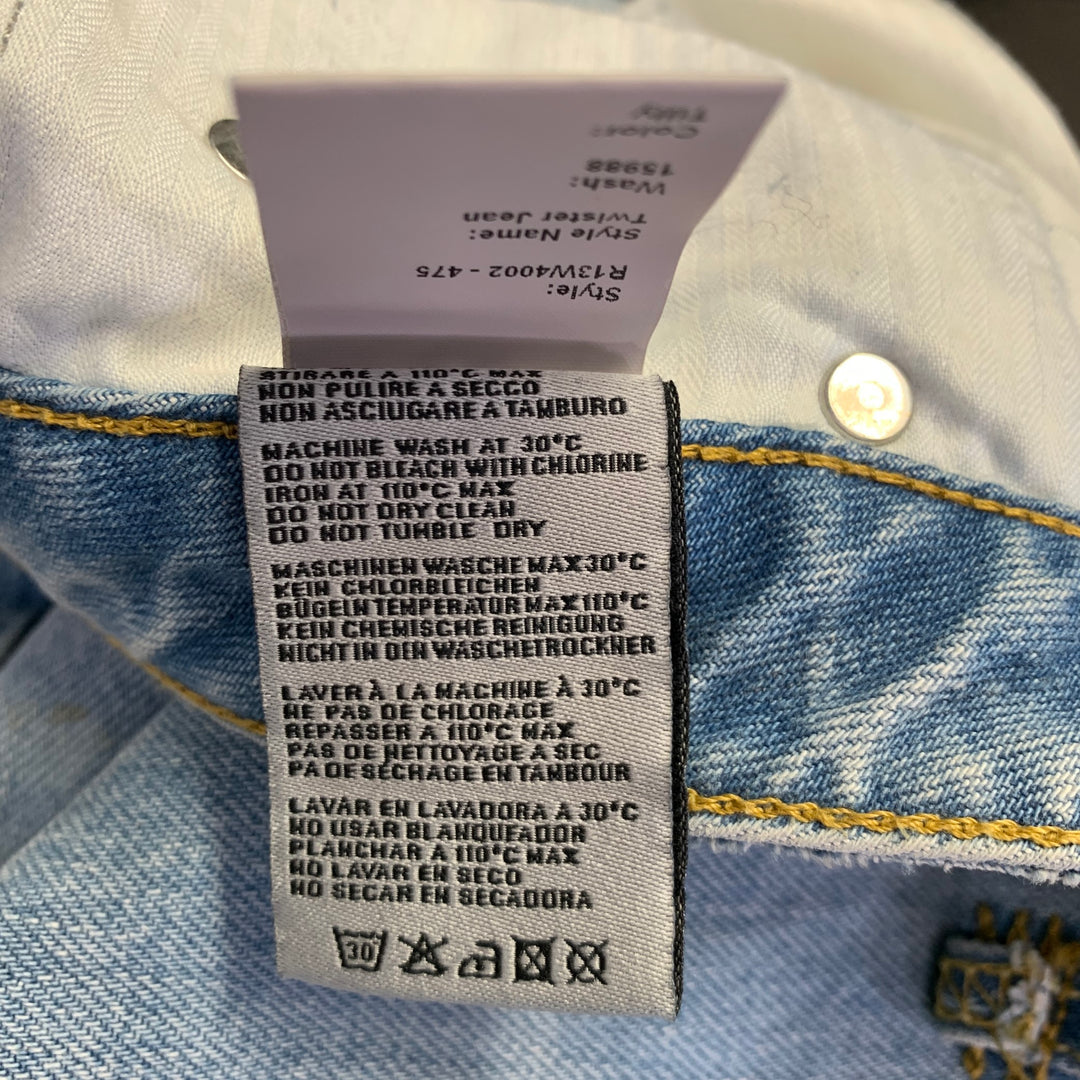 R13 Size 28 SS18 Twister Light Blue Denim Distresed Boyfriend Jeans