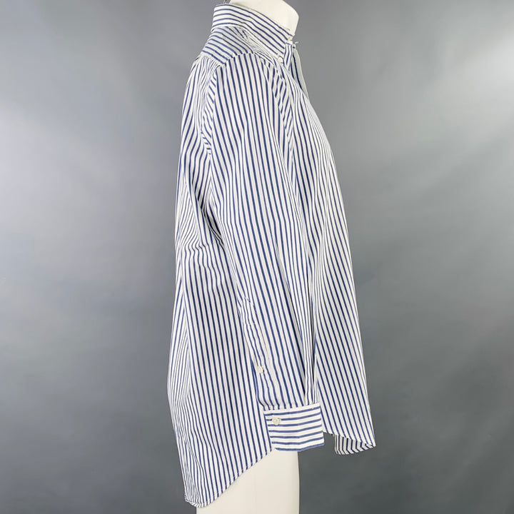 POLO by RALPH LAUREN Size M White Navy Stripe Cotton Long Sleeve Shirt