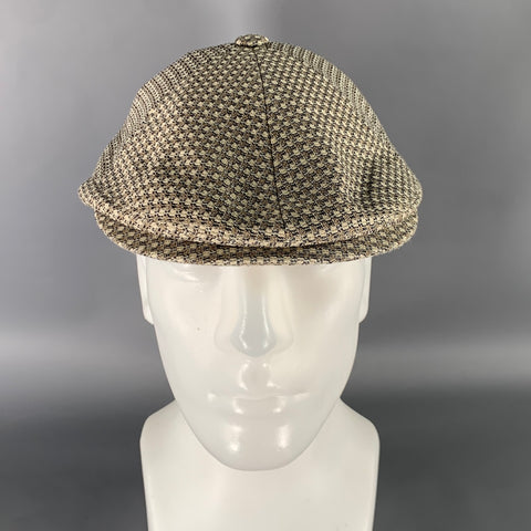 BORSALINO Size 7 Tan Khaki Geometric Cotton Hats