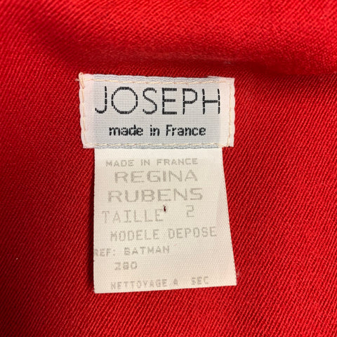JOSEPH Size 2 Red Wool Double Breasted Coat