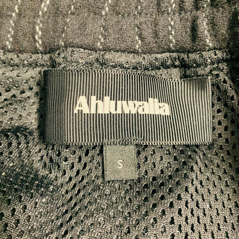 AHLUWALIA Size S Black White Pinstripe Wool Drawstring Casual Pants