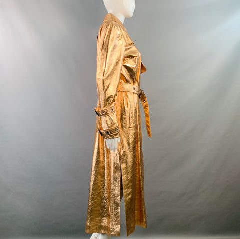 OSMAN LONDON Size 6 Rose Gold Polyester Metallic Belted Coat
