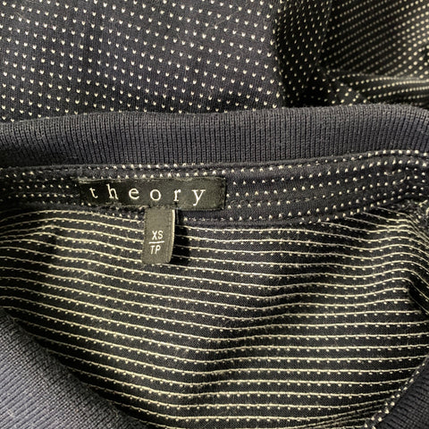 THEORY Size XS Navy White Dots Cotton Pointed Collar Polo