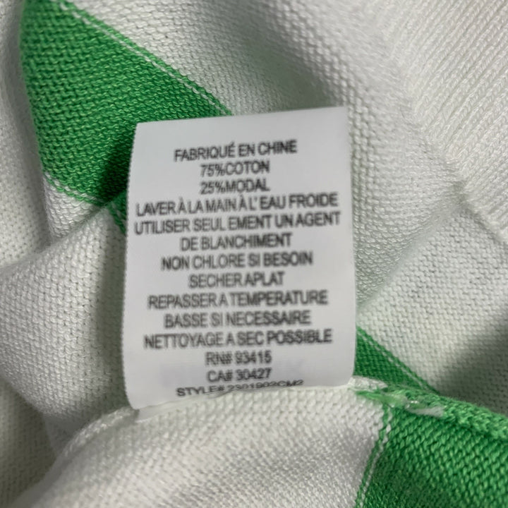 MR TURK Size XL White Blue Green Stripe Cotton Blend Crew Neck Pullover