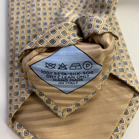 BRIONI Tan Blue Geometric Silk Tie Clip