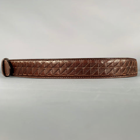 BOTTEGA VENETA Size 34 Brown Gold Woven Leather Belt