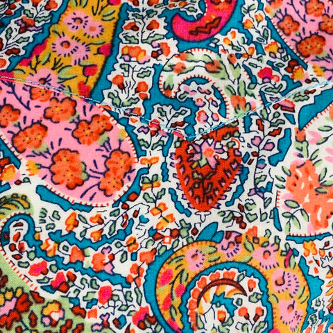 AGNÈS B. Size M White Multi Color Paisley Cotton Two Pockets Long Sleeve Shirt