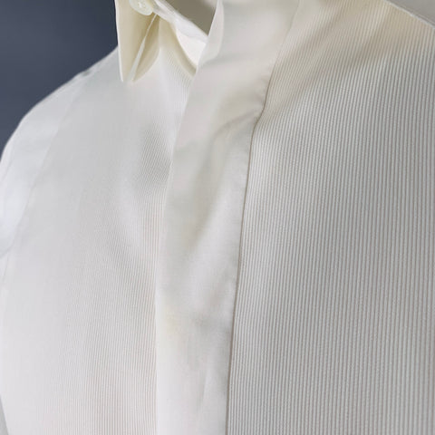 VALENTINO Size S White Cotton French Cuff Hidden Buttons Tuxedo Long Sleeve Shirt