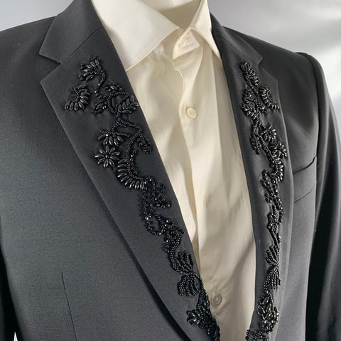 PAUL SMITH Veste de sport en laine et élasthanne noire perlée, taille 42 (coupe normale)