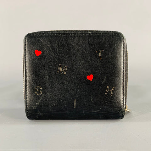 PAUL SMITH Black Red Heart Leather Wallet