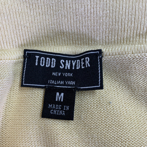 TODD SNYDER Size M Yellow Textured Silk Cotton Short Sleeve Shirt