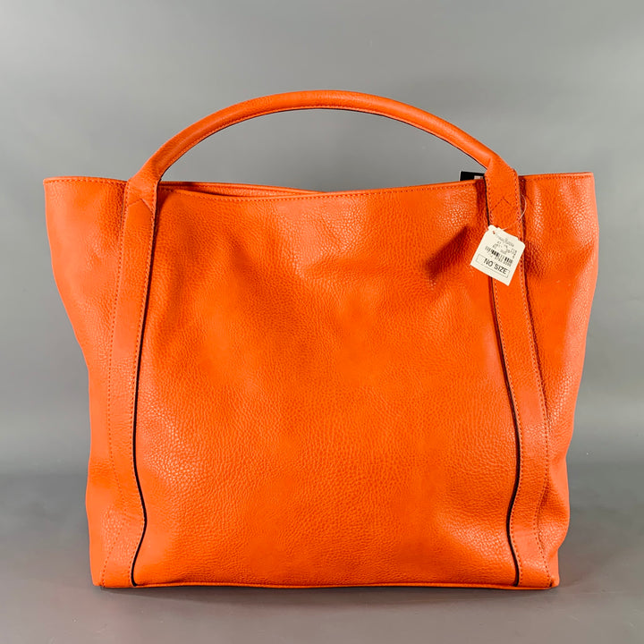 NEIMAN MARCUS Orange Gold Pebble Grain Faux Leather Tote Bag