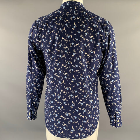 LEVI'S Size M Navy Blue Floral Rabbit Print Cotton Long Sleeve Shirt