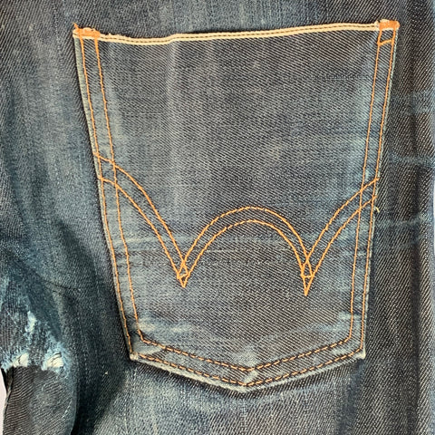 DIESEL Size 30 Blue Distressed Cotton Blend Zip Fly Jeans