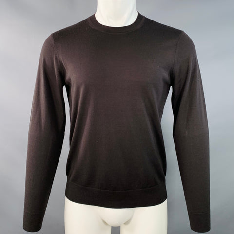 THEORY Size S Brown Wool Jersey Long Sleeve Crew Neck Pullover