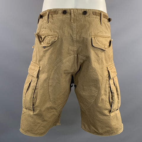 VISVIM Size XL Khaki Cotton Cargo Pockets Shorts