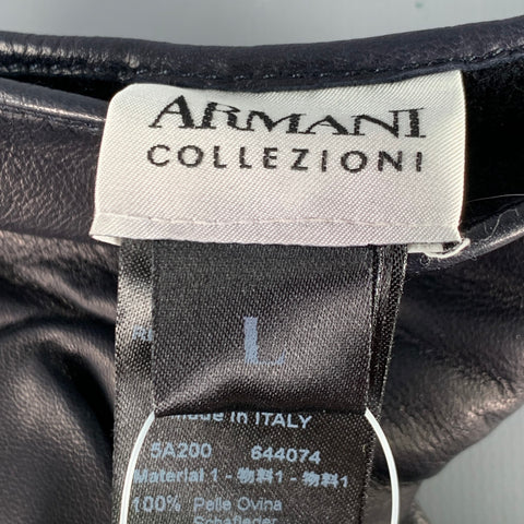 ARMANI COLLEZIONI Size L Black Sheepskin Leather Gloves