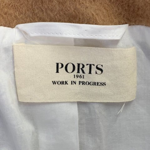 PORTS 1961 AH19 Taille 4 Manteau-cape ouverte texturée en poil de chameau, couleur fauve