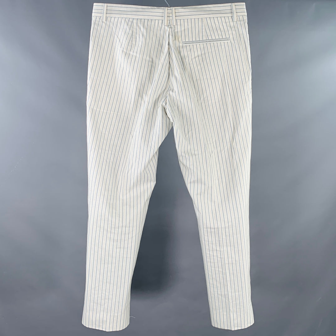 VIVIENNE WESTWOOD Size 38 White Blue Yellow Stripe Cotton Casual Pants