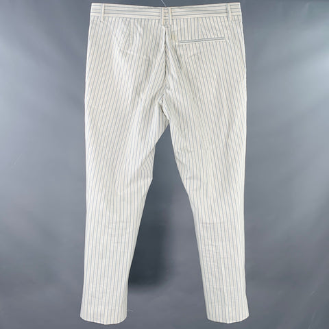 VIVIENNE WESTWOOD Size 38 White Blue Yellow Stripe Cotton Casual Pants