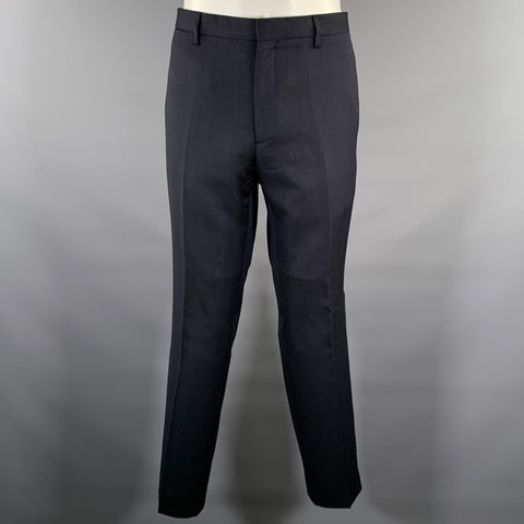BURBERRY Size 40 Navy Heather Wool Two Button Suit
