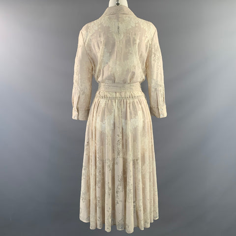 L'AGENCE Size S White Nylon  Cotton Lace Button Up Long Dress