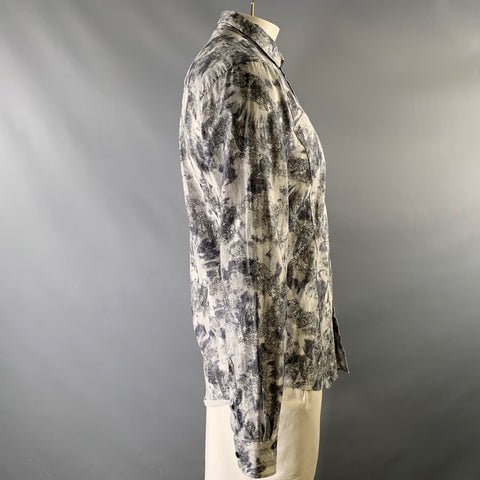 EIGHT X Size XL Grey Black Paisley Cotton Button Down Long Sleeve Shirt