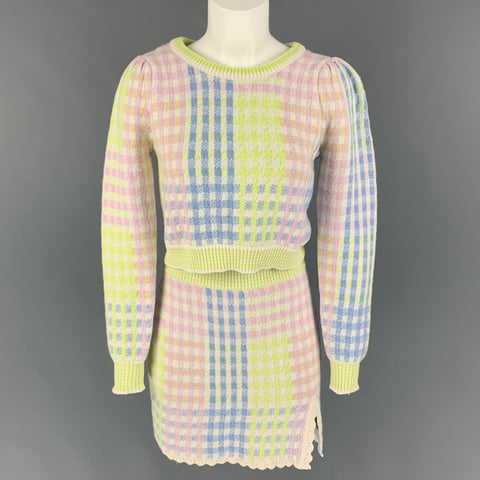 LOVE SHACK FANCY Size XS White & Multi-Color Nylon Blend Plaid A-Line Mini Skirt