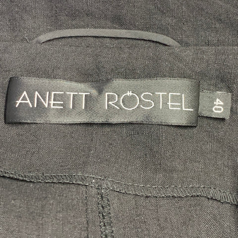 ANETT ROSTEL Size 4 Black White Linen Embroidered Jacket Blazer
