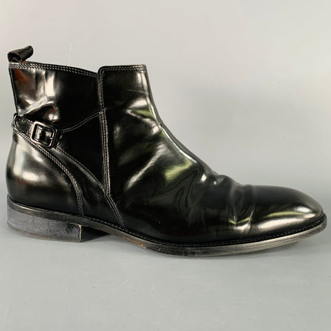 BROLETTO Size 11 Black Patent Leather Side Zipper Boots