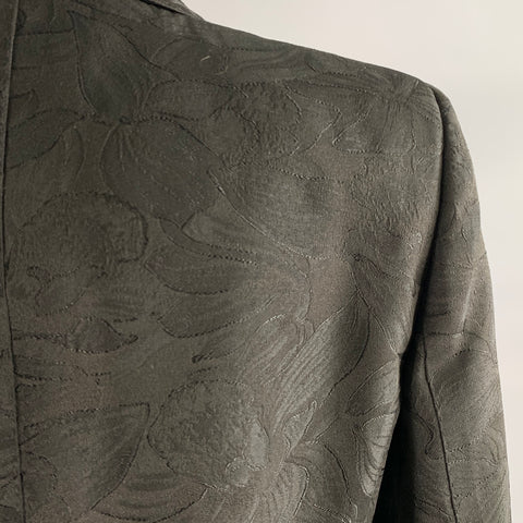 DOLCE & GABBANA Size 12 Black Polyester Blend Floral Jaquard Blazer