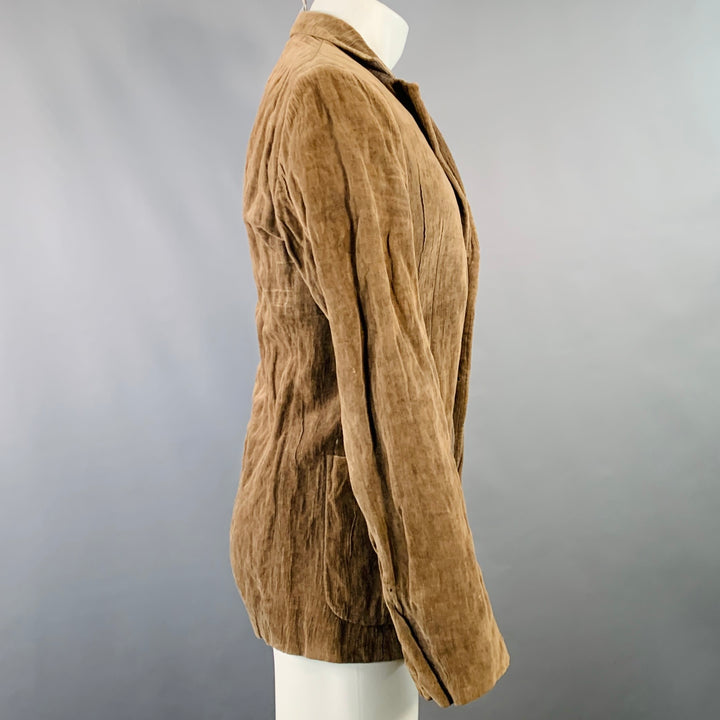 CoSTUME NATIONAL Size 38 Brown Textured Cotton Metal Blend Velvet Notch Lapel Jacket