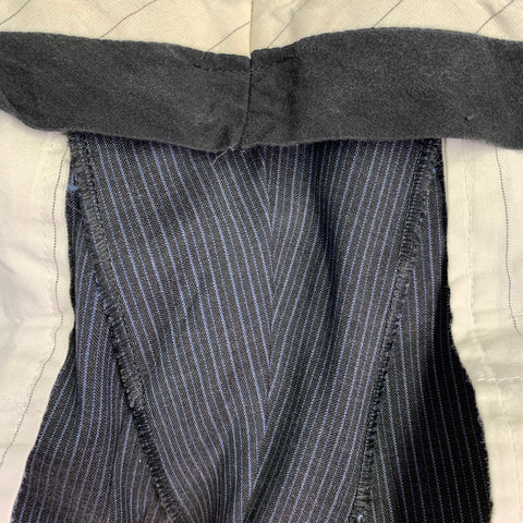 YVES SAINT LAURENT Size 42 Long Navy Blue Stripe Wool Notch Lapel Suit