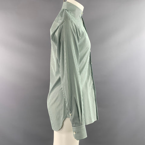 HAMILTON Size S Green White Stripe Spread Collar Long Sleeve Shirt
