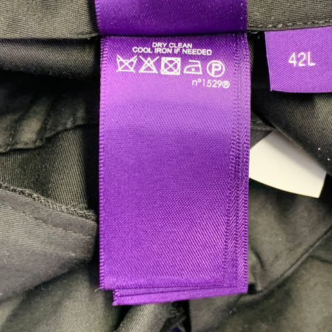 RALPH LAUREN Size 42 Long Black Wool Peak Lapel Single Button Tuxedo