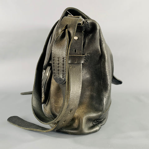 JOHNNY FARAH Black Leather Crossbody Messenger Bag