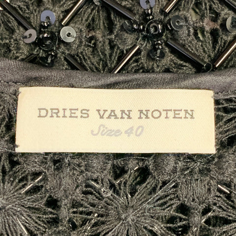 DRIES VAN NOTEN Size M Black Beaded Cotton Snaps Vest