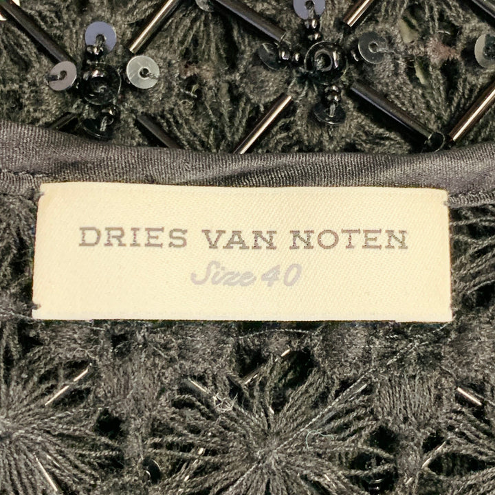DRIES VAN NOTEN Size M Black Beaded Cotton Snaps Vest