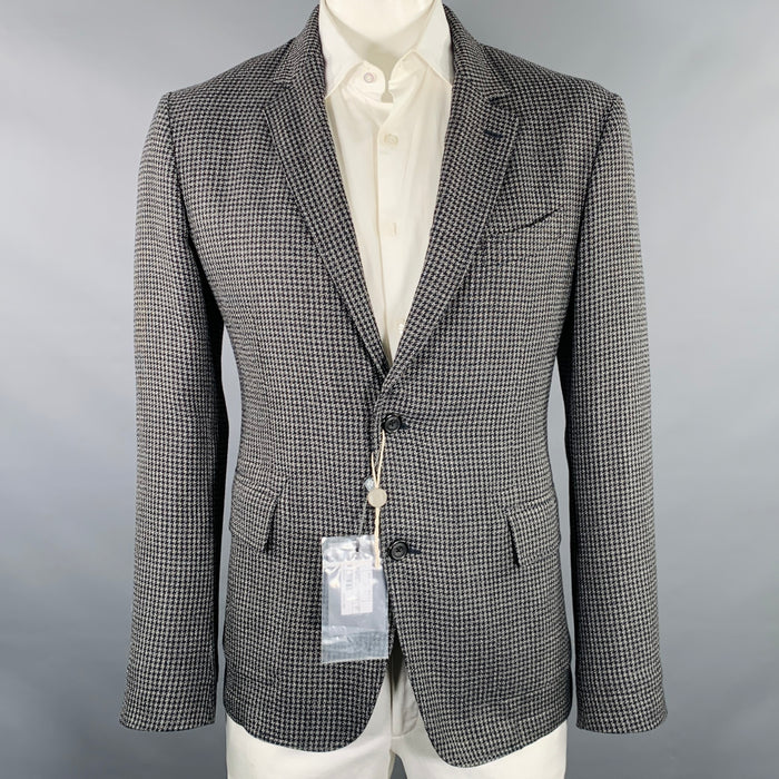 ALEXANDER MCQUEEN Size 44 Grey Black Houndstooth Cotton Blend Sport Coat