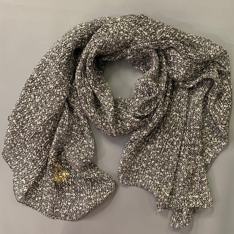 Écharpe châle à motifs abstraits gris et noirs VINTAGE
