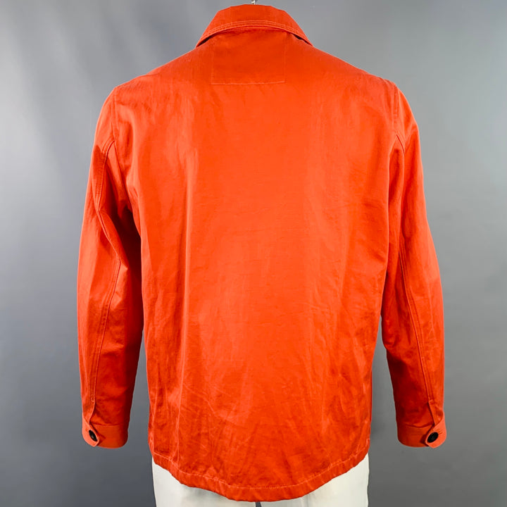 PAUL SMITH Size XL Orange Twill Linen Cotton Chore Jacket
